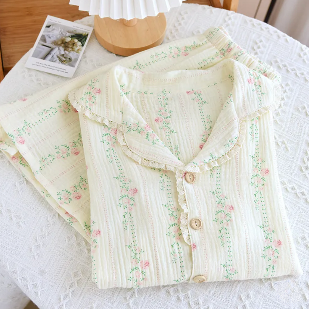 Short Bloom Pyjamas – 100% Muslinbomull