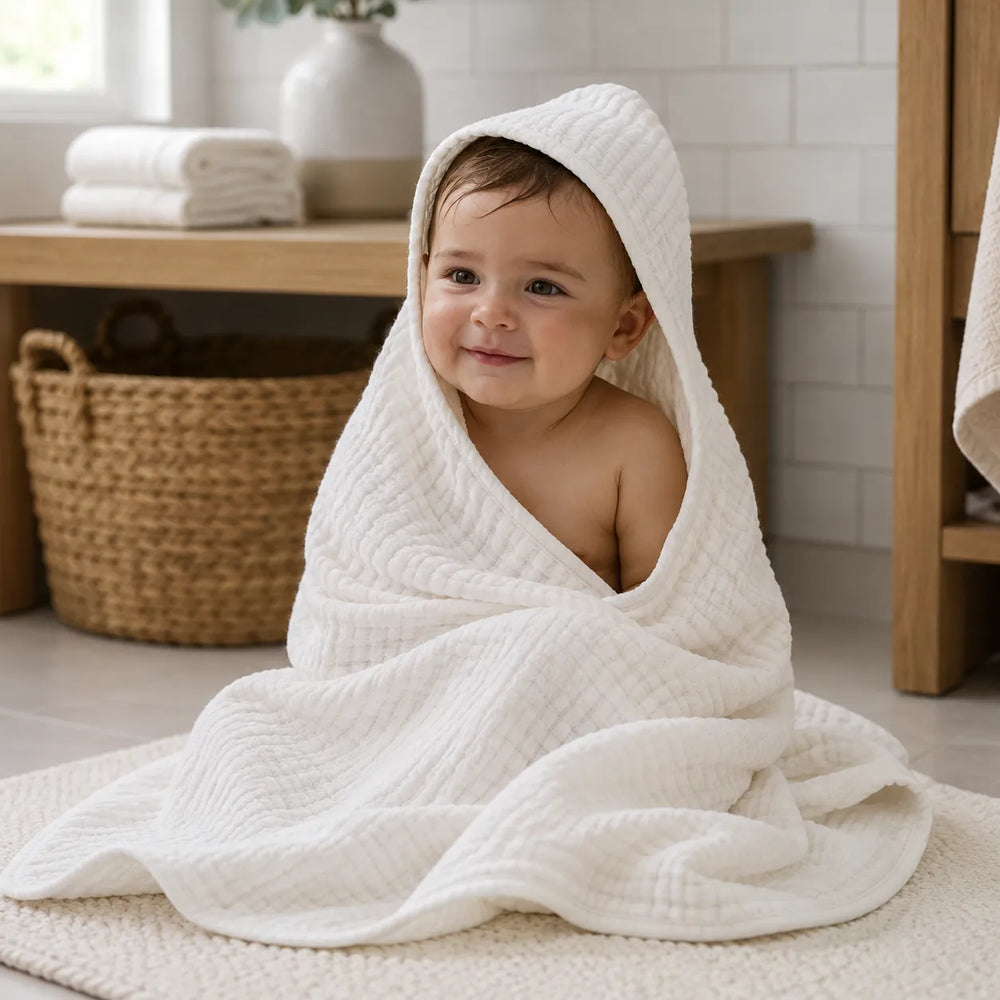 Muslin Babyhandduk med Huva