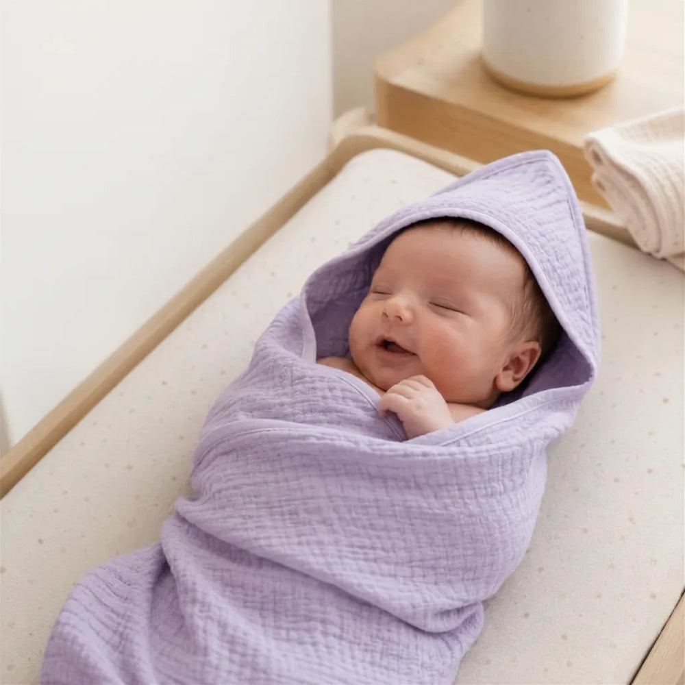 Muslin Babyhandduk med Huva